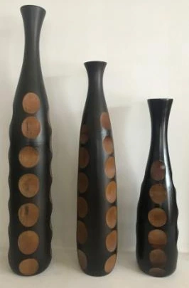 Wooden Bottle Long Neck Circle Dgn 5x30